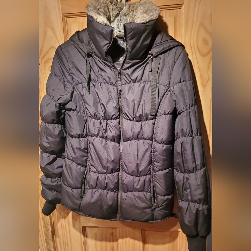 ✨️Quilted Puffer Jacket/coat rabbit fur collar dark Brown✨️